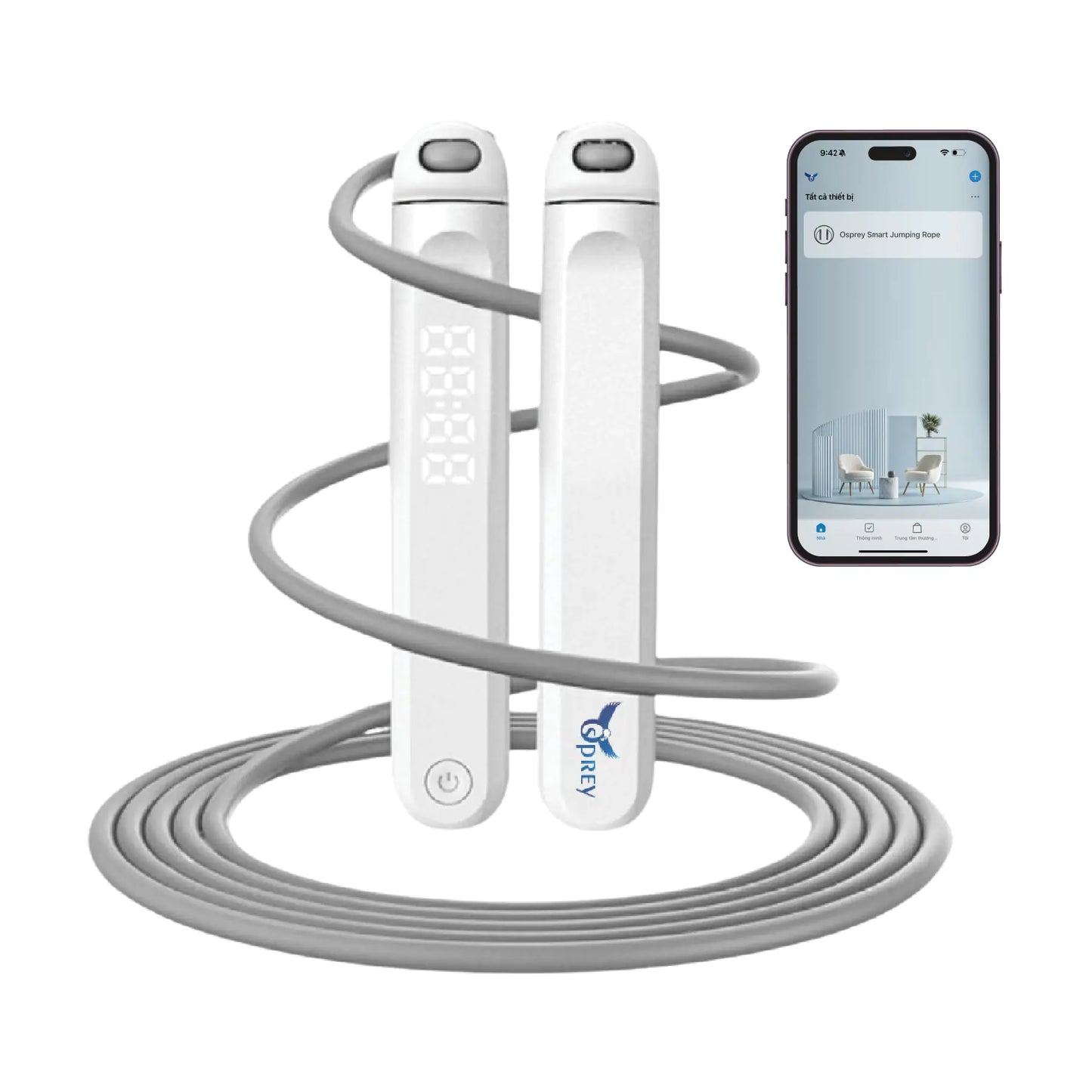 Osprey Smart Jump Rope with Cordless Balls Adjustable Digital Counting Jump Rope and Vibration Reminder for Fitness Exercise Workout Gym