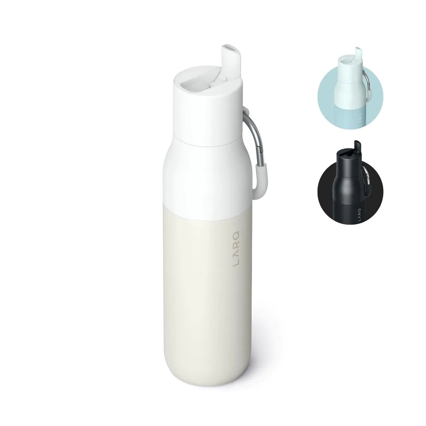 LARQ Bottle Flip Top 17 oz - Insulated Stainless Steel Water Bottle With Straw | Thermos BPA Free | Reusable Water Bottle for Sports Gym and Travel | Keep Drinks Cold for 24 Hours Granite White