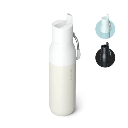 LARQ Bottle Flip Top 17 oz - Insulated Stainless Steel Water Bottle With Straw | Thermos BPA Free | Reusable Water Bottle for Sports Gym and Travel | Keep Drinks Cold for 24 Hours Granite White